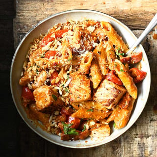 Salmon & Shrimp Carbonara